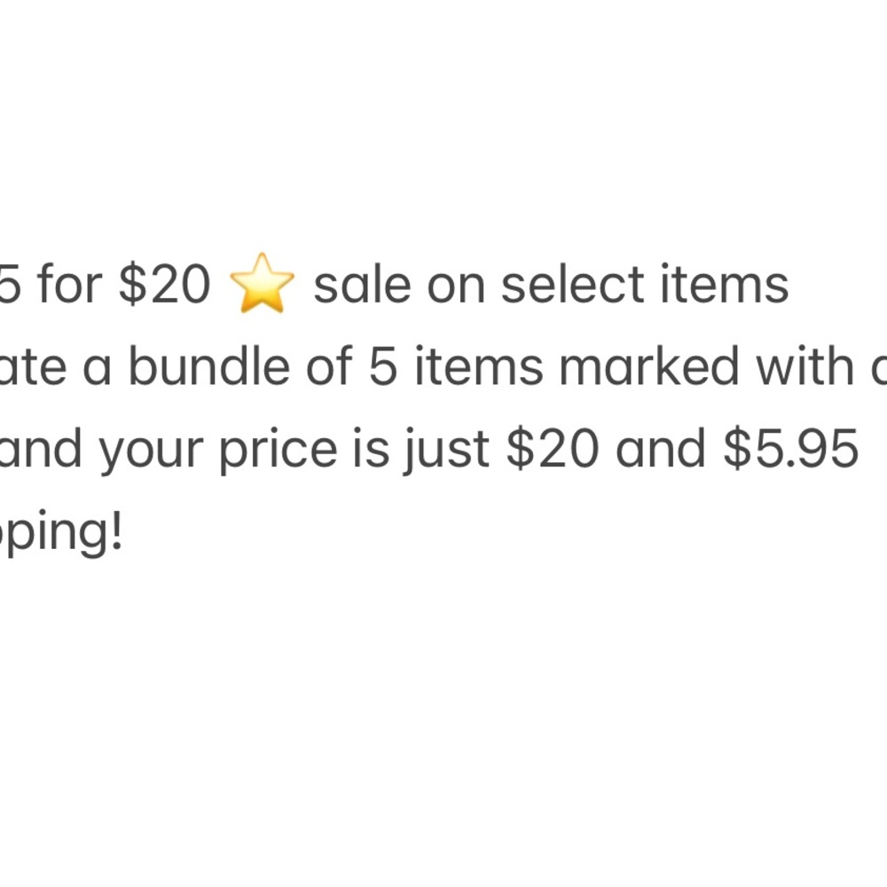 5 for $20 Sale on Select Items